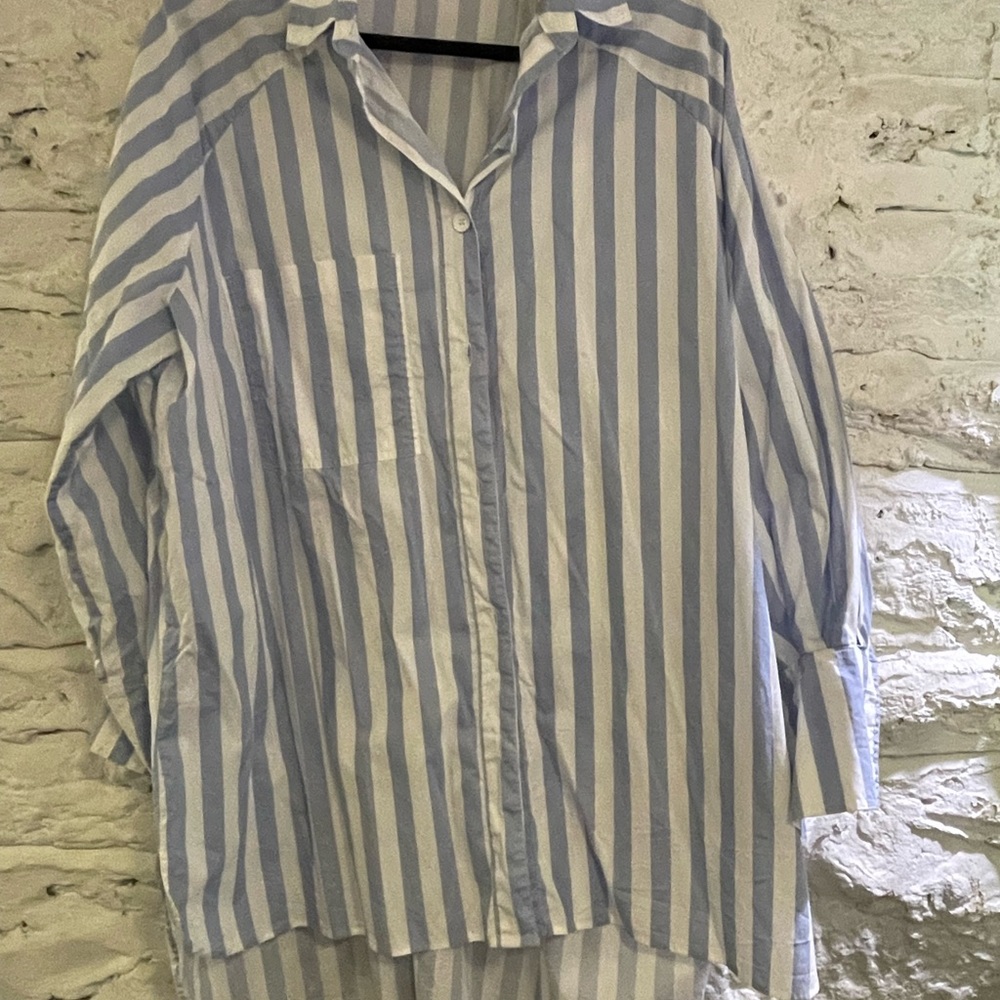Oversized button down stripe shirt